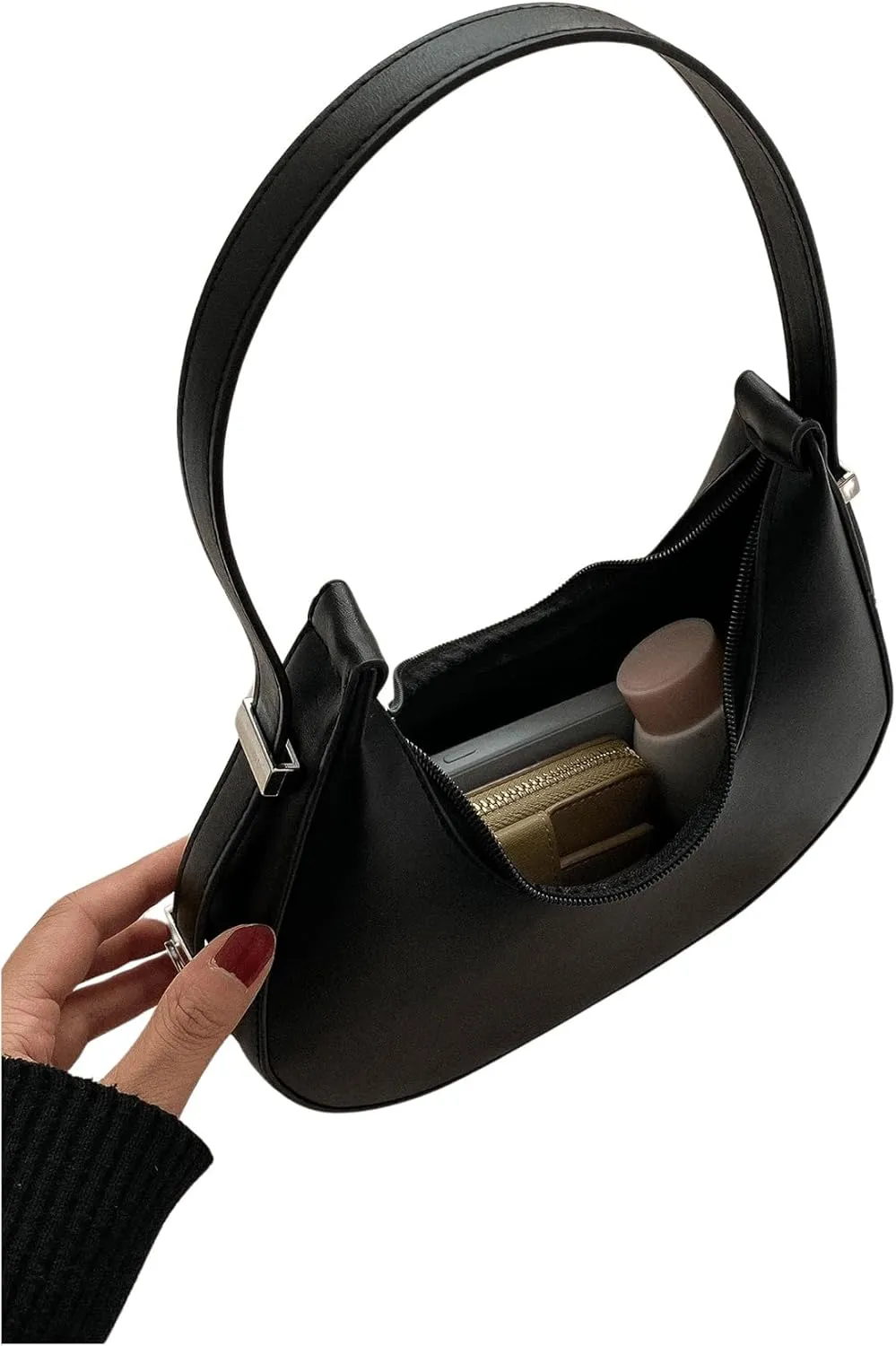 SweatyRocks Women's Snakeskin Embossed Hobo Bag Adjustable Strap Shoulder Handbag Solid Clutch Purse Round Bags