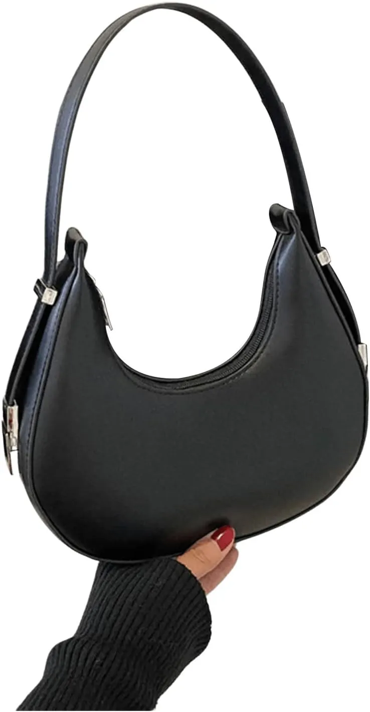 SweatyRocks Women's Snakeskin Embossed Hobo Bag Adjustable Strap Shoulder Handbag Solid Clutch Purse Round Bags