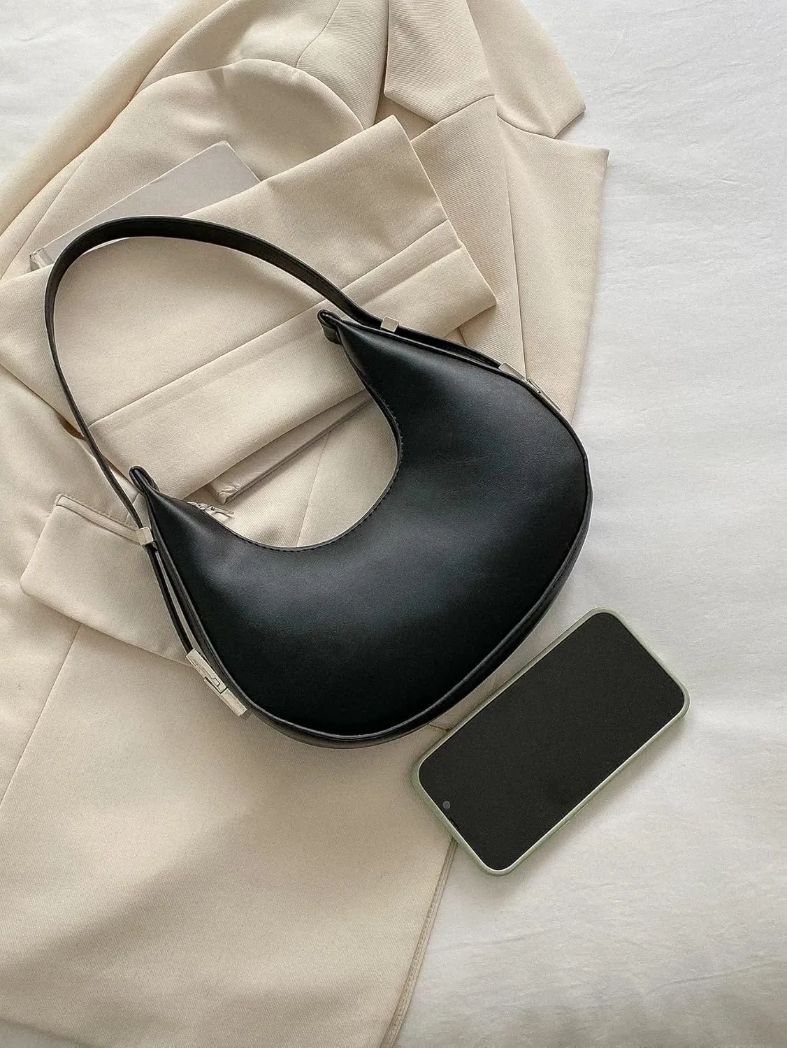 SweatyRocks Women's Snakeskin Embossed Hobo Bag Adjustable Strap Shoulder Handbag Solid Clutch Purse Round Bags