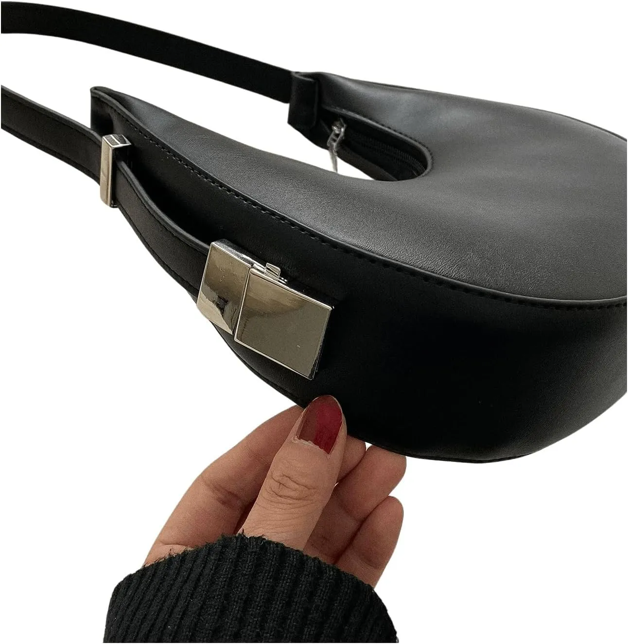 SweatyRocks Women's Snakeskin Embossed Hobo Bag Adjustable Strap Shoulder Handbag Solid Clutch Purse Round Bags