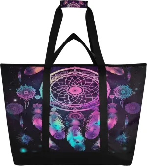 Sweet Dream Catcher Reusable Insulated Lunchbox Cooler Bag, Leakproof Kitchen Grocery Bag Collapsible Portable Cooler Tote Bag for Picnic, Camping, Office, Travel