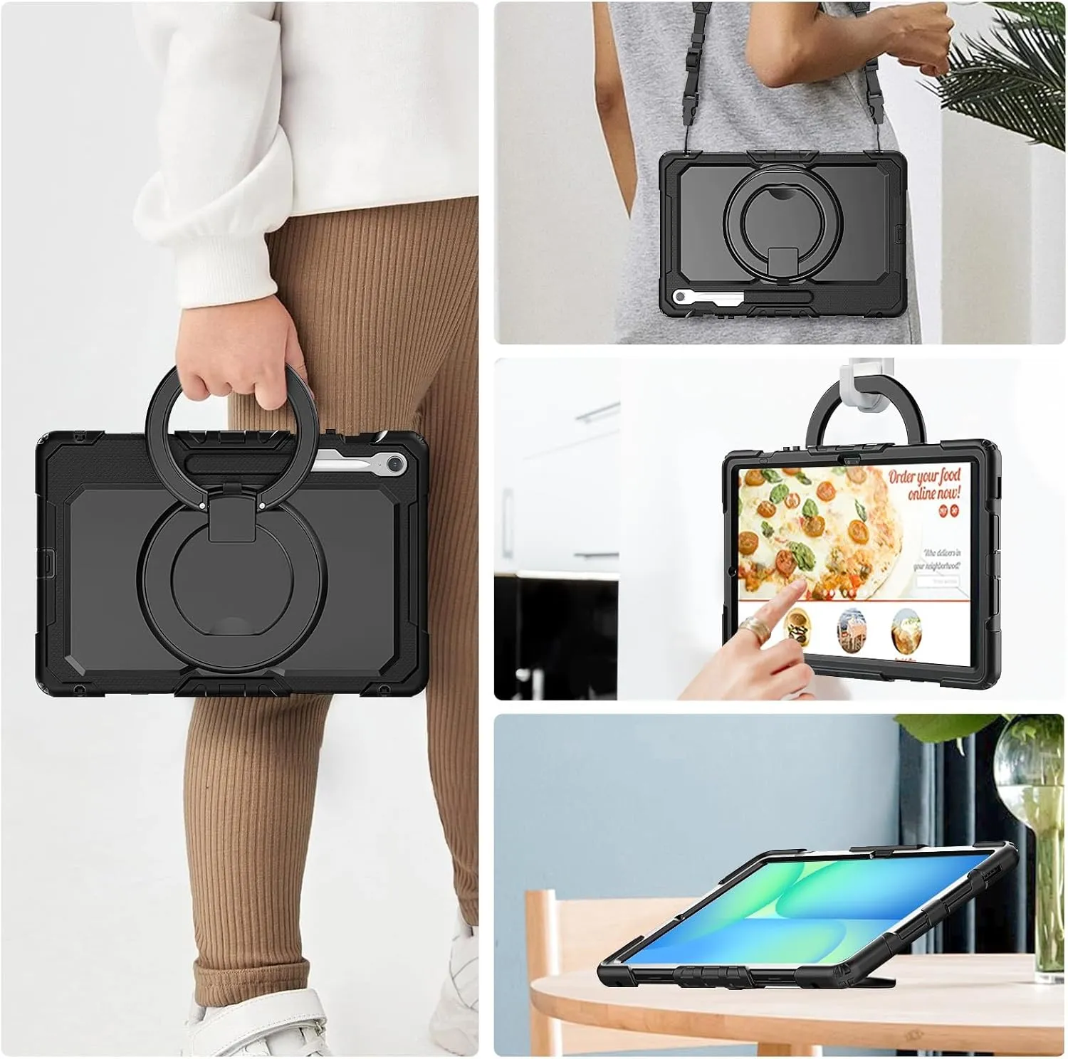 Tablet PC Bags Cases Sleeves Heavy Duty Shockproof TPU Case Compatible with Samsung Galaxy Tab S10 FE Plus 13.1 inch SM-X620/X626B 2025 Kids Case,360 Degree Rotating Handle Stand Bracket W Screen Prot