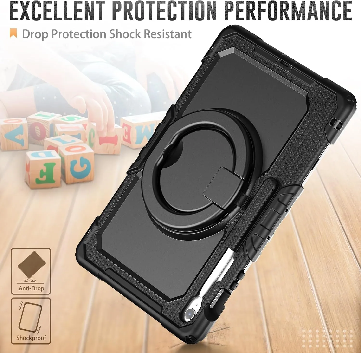 Tablet PC Bags Cases Sleeves Heavy Duty Shockproof TPU Case Compatible with Samsung Galaxy Tab S10 FE Plus 13.1 inch SM-X620/X626B 2025 Kids Case,360 Degree Rotating Handle Stand Bracket W Screen Prot
