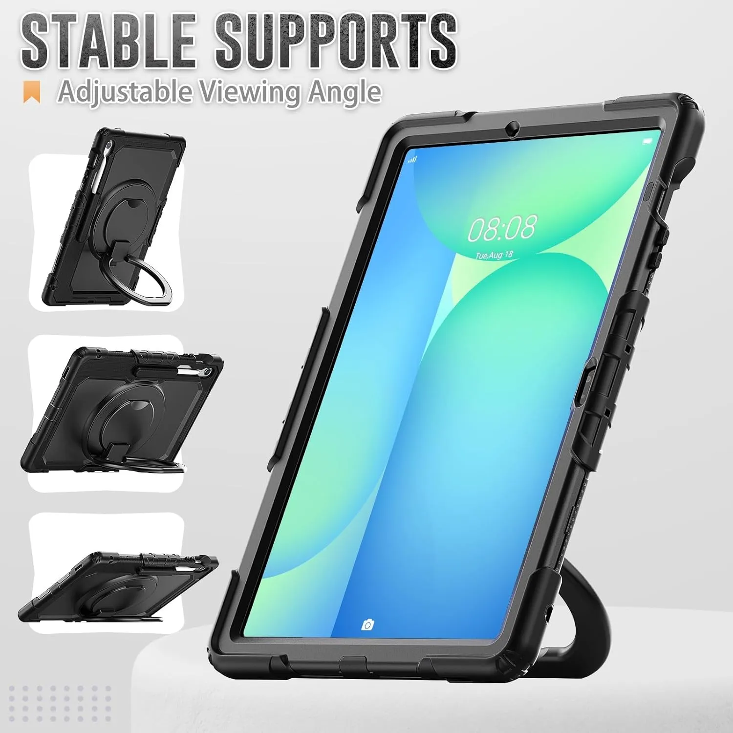 Tablet PC Bags Cases Sleeves Heavy Duty Shockproof TPU Case Compatible with Samsung Galaxy Tab S10 FE Plus 13.1 inch SM-X620/X626B 2025 Kids Case,360 Degree Rotating Handle Stand Bracket W Screen Prot
