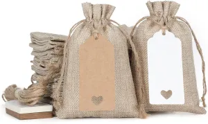 Tapleap Burlap Gift Bags with Drawstring, 4 x 6 inches Favor Sacks (Lot of 30) for Kids Class Mother's Day, Birthday, Wedding, Party or Household Use(Original)