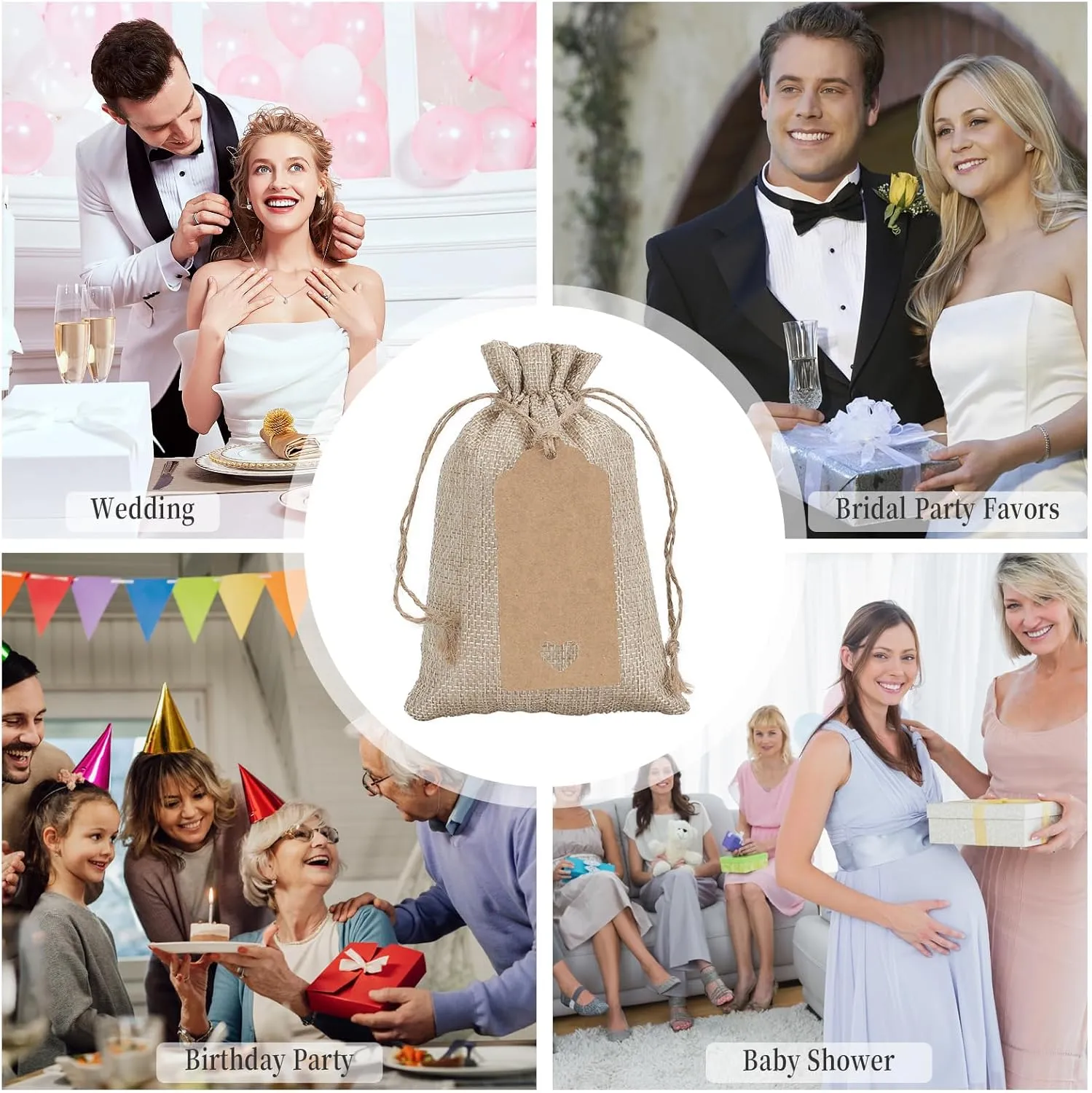 Tapleap Burlap Gift Bags with Drawstring, 4 x 6 inches Favor Sacks (Lot of 30) for Kids Class Mother's Day, Birthday, Wedding, Party or Household Use(Original)