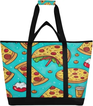 Tasty Fast Food Reusable Insulated Lunchbox Cooler Bag, Leakproof Kitchen Grocery Bag Collapsible Portable Cooler Tote Bag for Picnic, Camping, Office, Travel