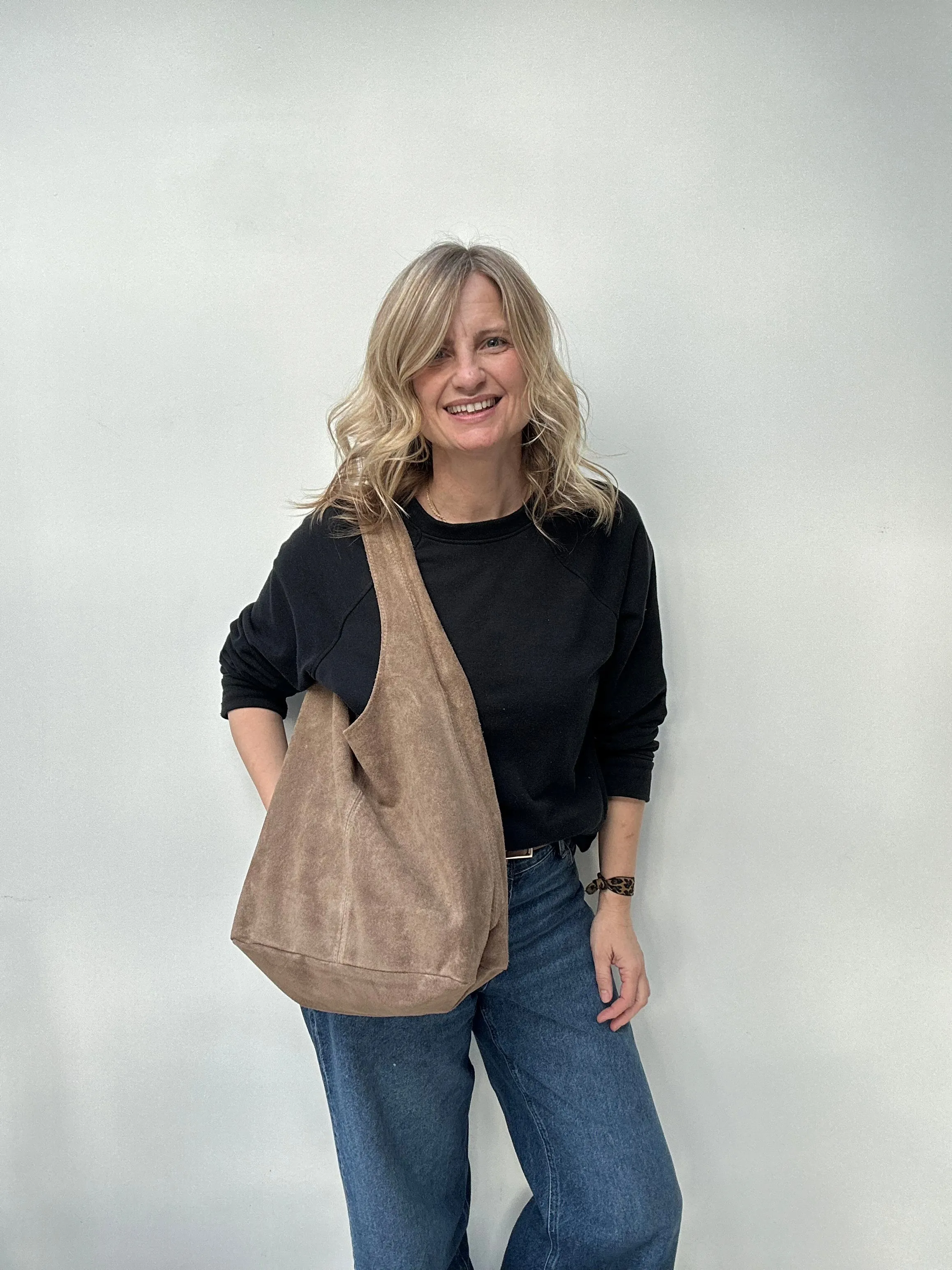 Taupe Suede Slouchy Tote