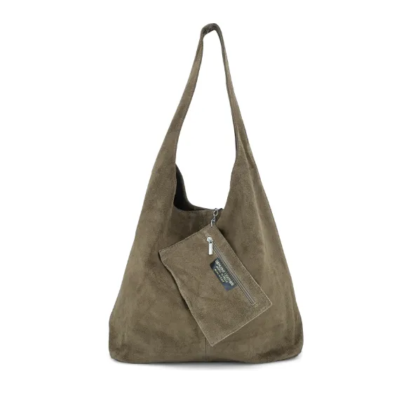 Taupe Suede Slouchy Tote