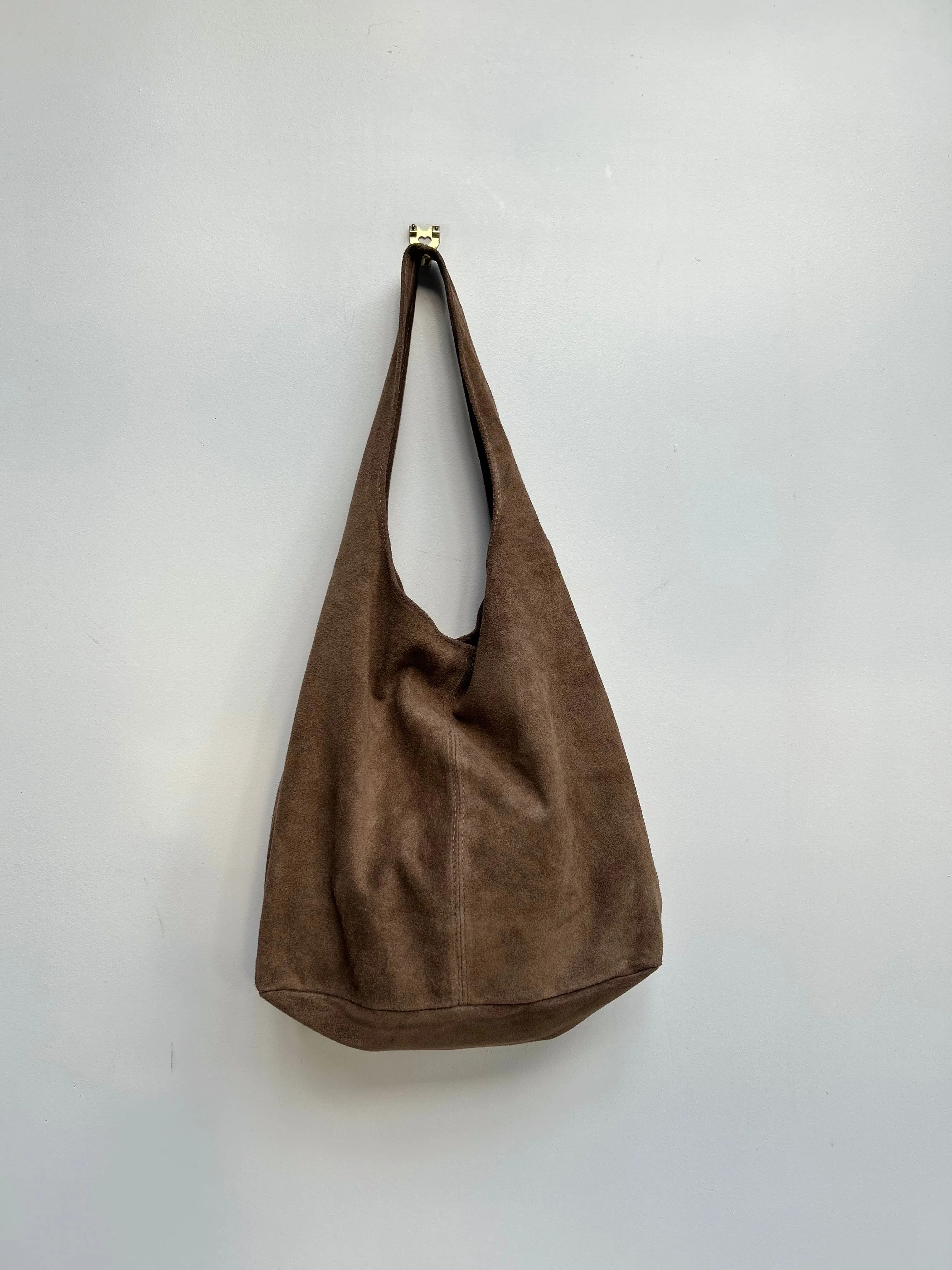 Taupe Suede Slouchy Tote