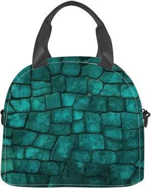 teal cobblestone wall road Lunch Box for Women Men Adult Freezable Insulated Lunch Tote Bag for Work With Shoulder Strap Soft Large Small Cooler Bag Pail