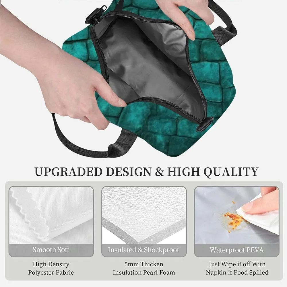 teal cobblestone wall road Lunch Box for Women Men Adult Freezable Insulated Lunch Tote Bag for Work With Shoulder Strap Soft Large Small Cooler Bag Pail