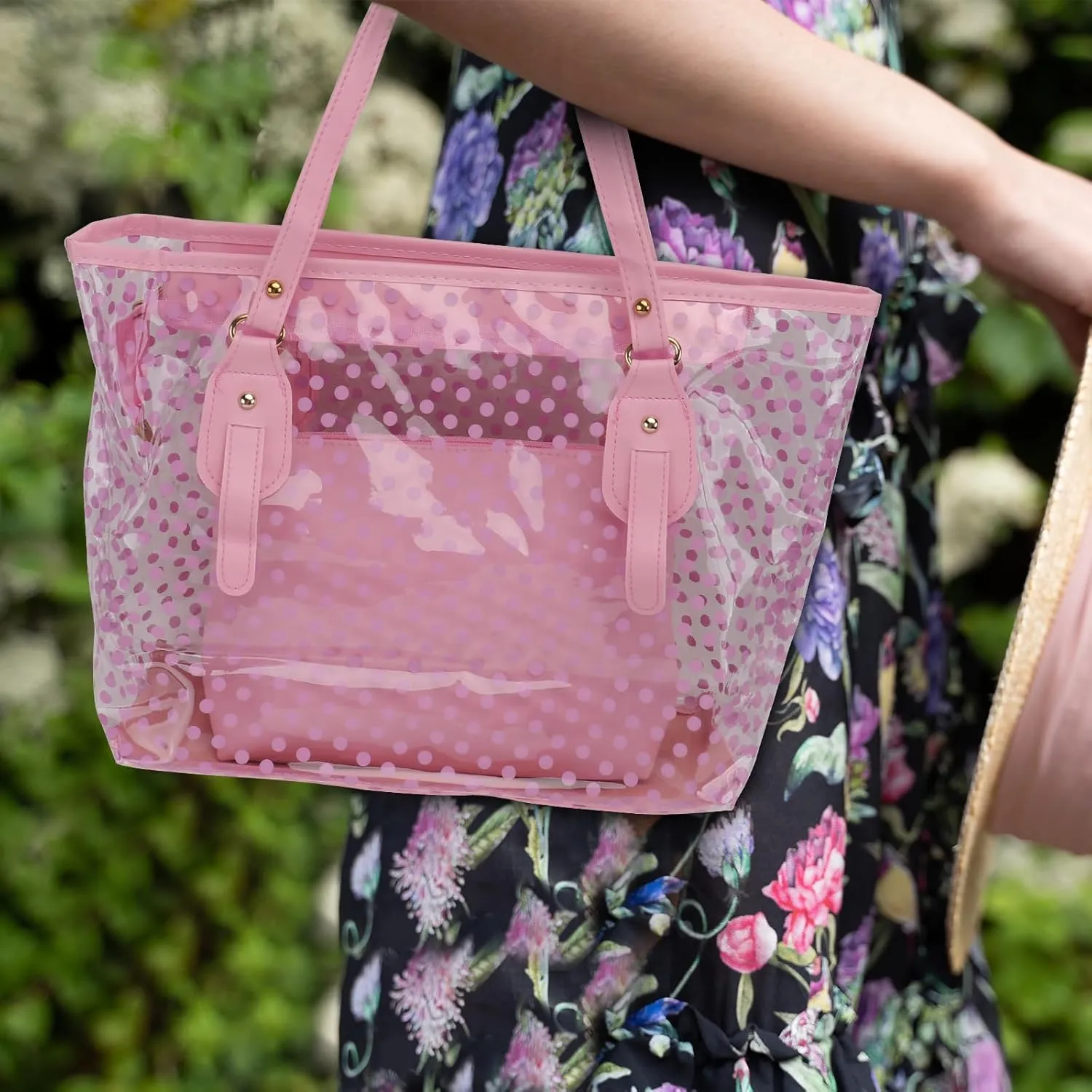 TENDYCOCO Jelly Beach Bag Tote for Women with Zipper Summer Beach Bags Clear Tote