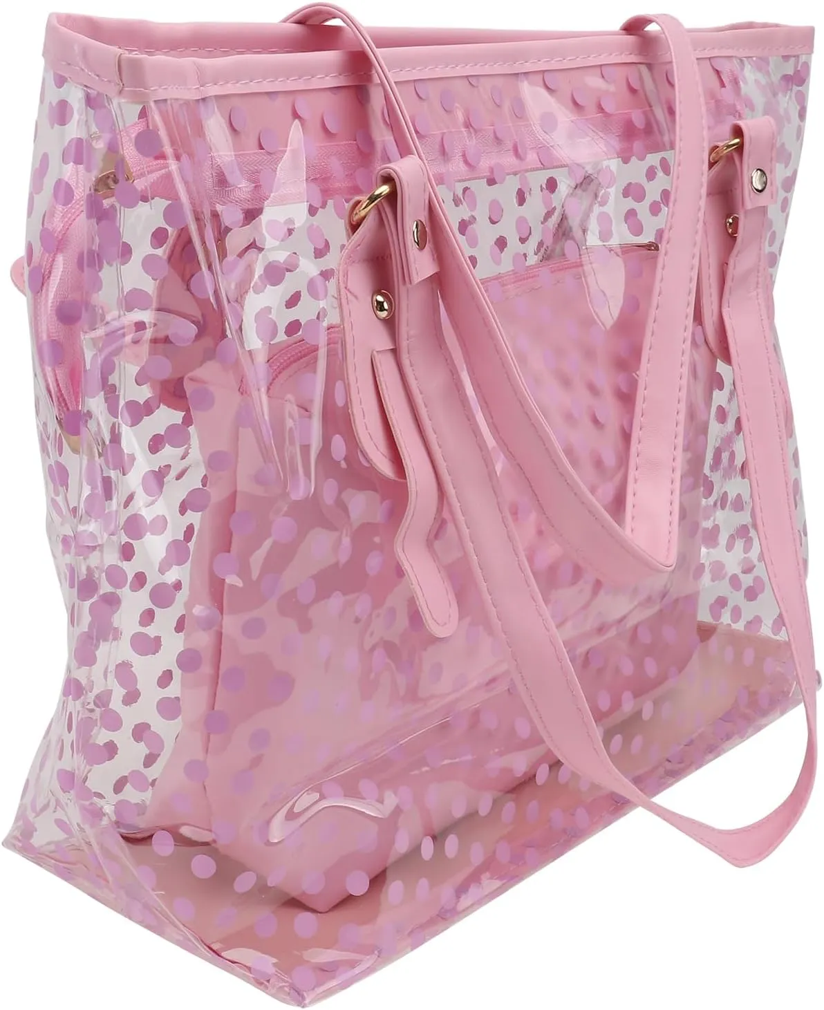 TENDYCOCO Jelly Beach Bag Tote for Women with Zipper Summer Beach Bags Clear Tote