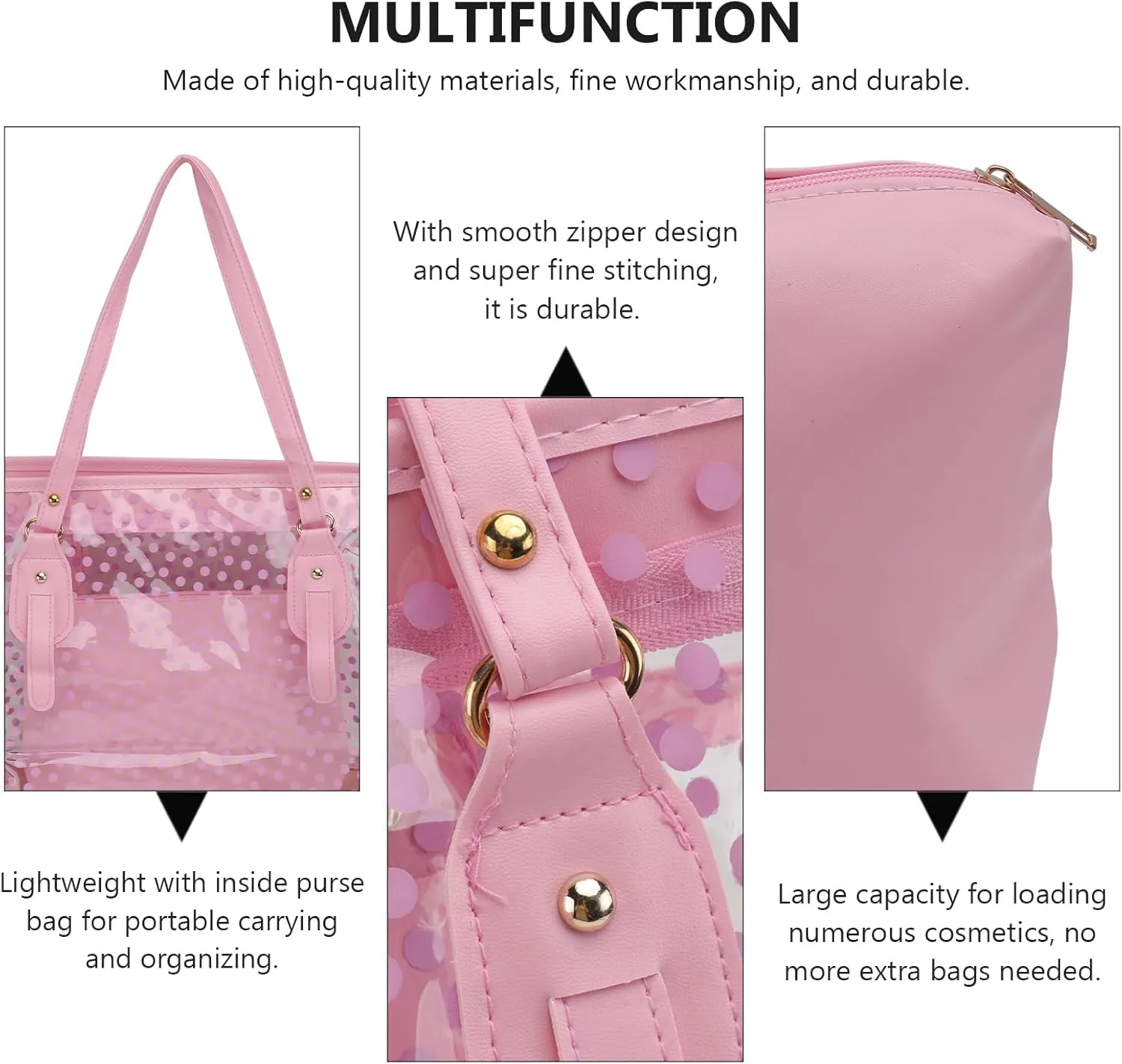 TENDYCOCO Jelly Beach Bag Tote for Women with Zipper Summer Beach Bags Clear Tote