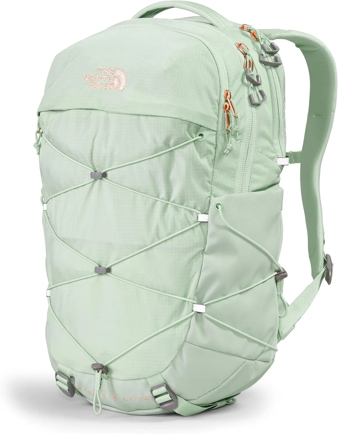 THE NORTH FACE Women's Borealis Luxe Commuter Laptop Backpack, Misty Sage/Burnt Coral Metallic, One Size