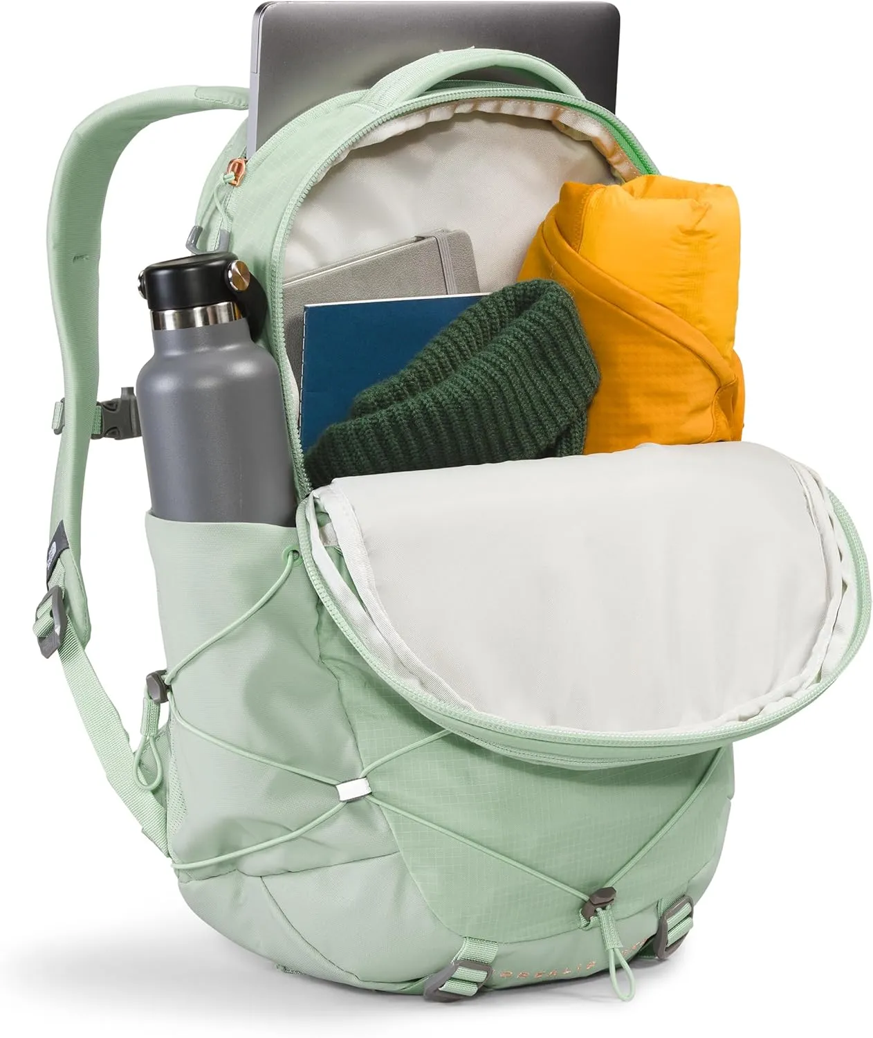 THE NORTH FACE Women's Borealis Luxe Commuter Laptop Backpack, Misty Sage/Burnt Coral Metallic, One Size
