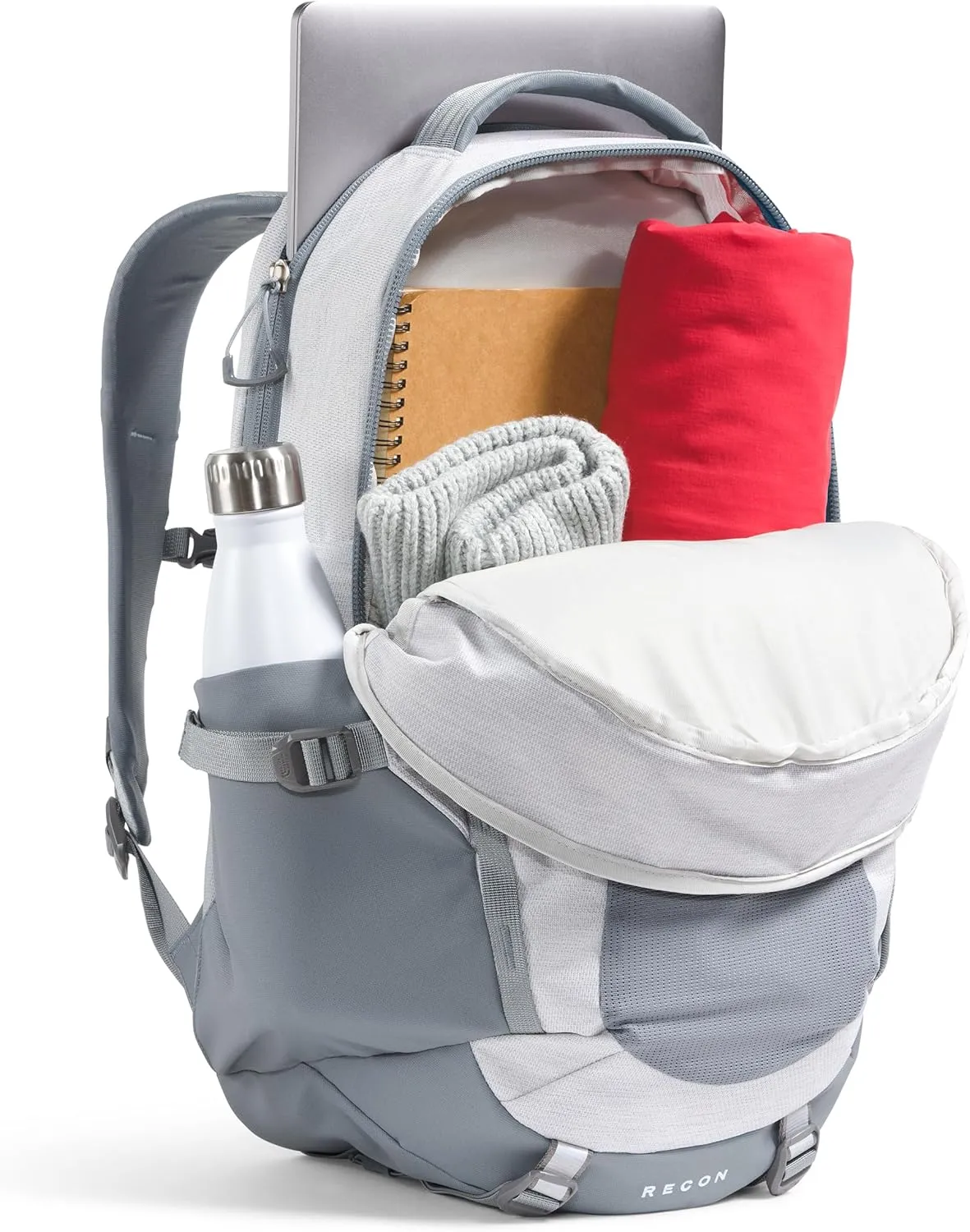 THE NORTH FACE Women's Recon Everyday Laptop Backpack - PFAS Free, TNF White Metallic Mélange/Mid Grey-NPF, One Size