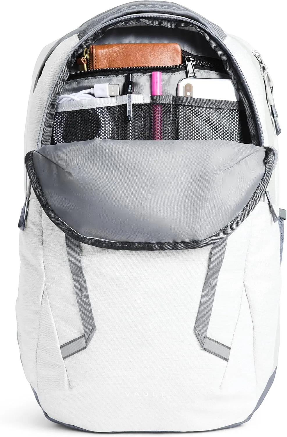 THE NORTH FACE Women's Vault Everyday Laptop Backpack - PFAS Free, TNF White Metallic Mélange/Mid Grey-NPF, One Size