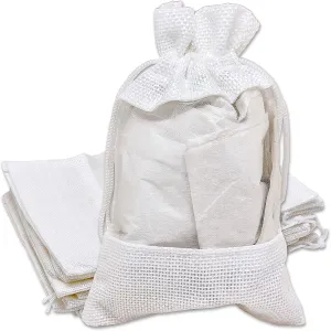 TheDisplayGuys - 48-Pack 3.5" x 5.5" Linen Burlap & Organza Gift Bags with Adjustable Drawstring - Perfect for Party Favors, Presents, Samples & Treats White, Small