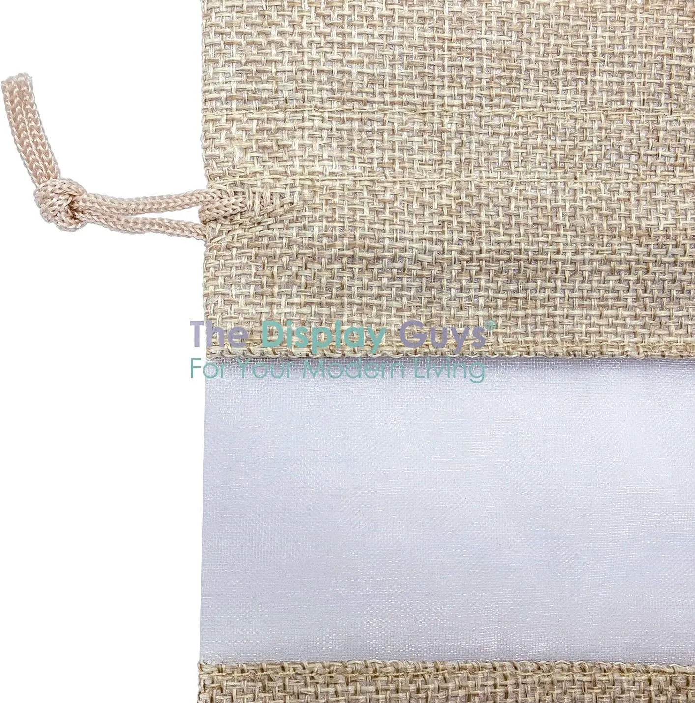 TheDisplayGuys - 48-Pack 5x7 Linen Burlap & Sheer Organza Gift Bag with Drawstring for Party Favors, Presents, Samples & Treats Mesh Pouch (Beige, Medium)