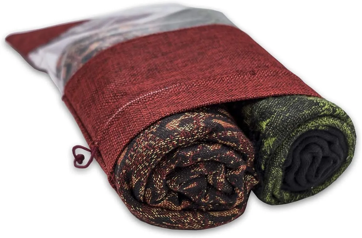 TheDisplayGuys - 48-Pack 7.5x11.5 Linen Burlap & Sheer Organza Gift Bag with Drawstring for Party Favors, Presents, Samples & Treats Mesh Pouch (Maroon, X-Large)