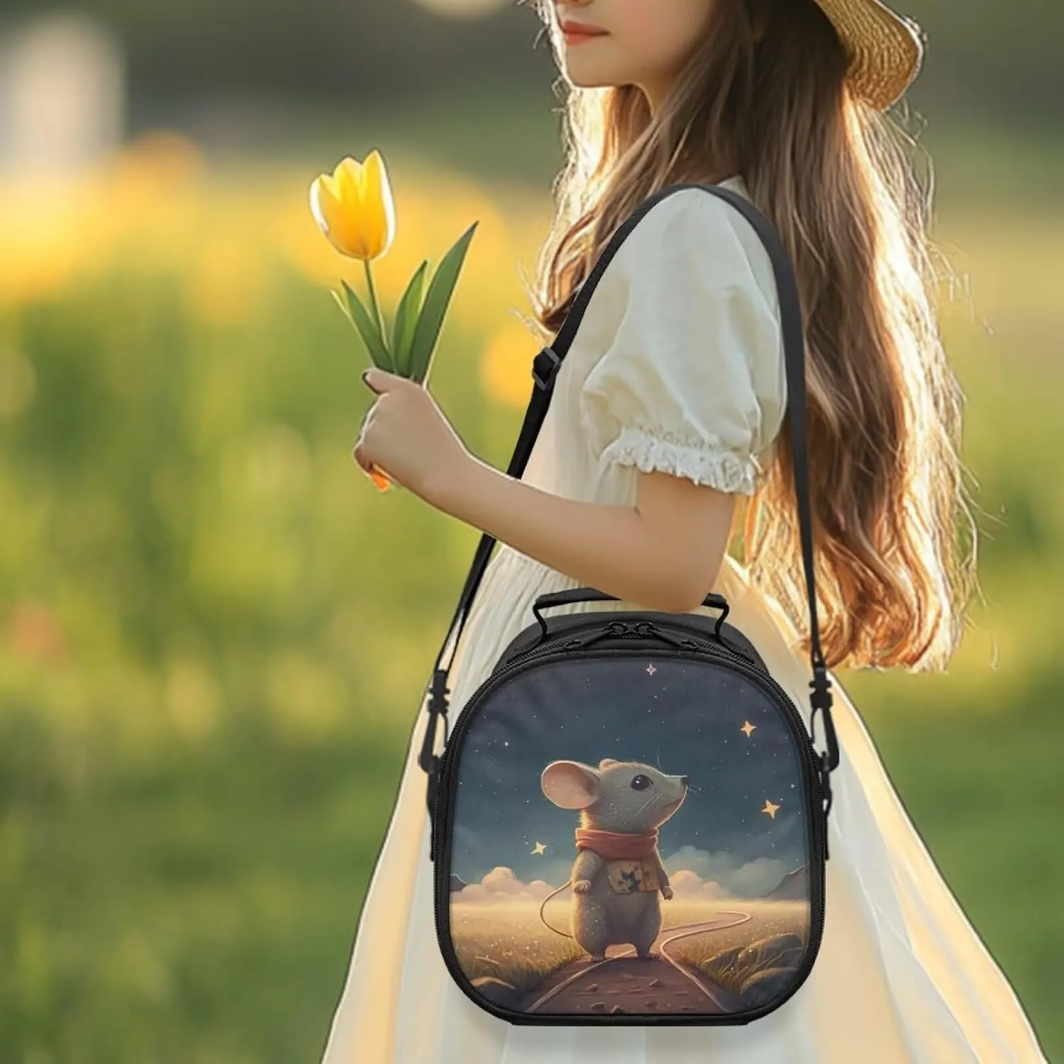 TODIYADDU Highway Rat Kids Lunch Bags for School Insulated Food Tote with Removable Shoulder Strap Retain Freshness Cooler Food Lunch Containers Suitable All Ages and Fresh Snacks