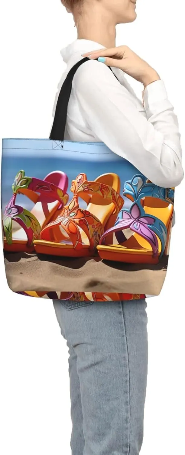 Tote Bag for Women Colorful Star Shoulder Bag with Zipper Handbag Large Capacity Reusable Grocery Bag