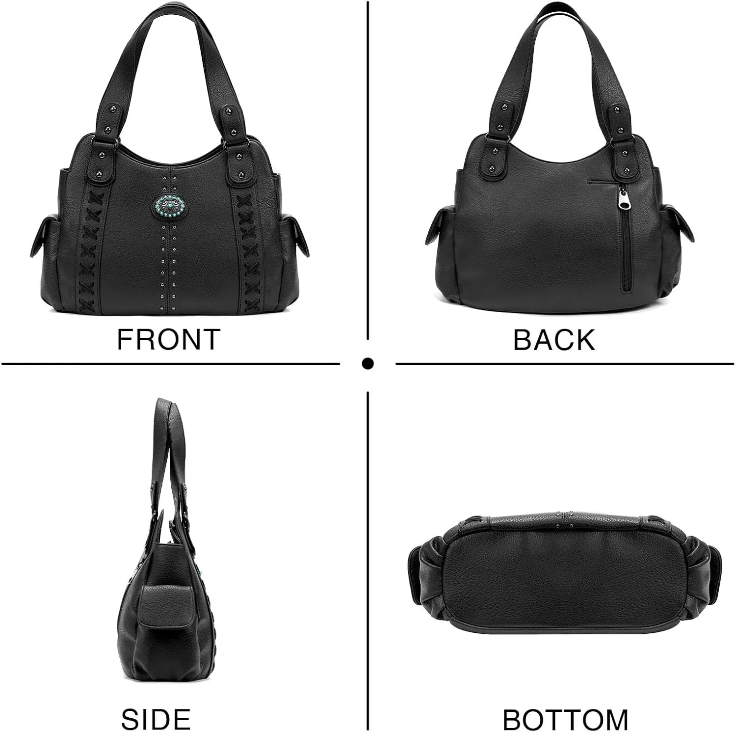 Tote Bag for Women Large Western Purse Ladies Top Handle Shoulder Handbags Vintage Embossed Concho Studs