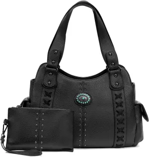 Tote Bag for Women Large Western Purse Ladies Top Handle Shoulder Handbags Vintage Embossed Concho Studs