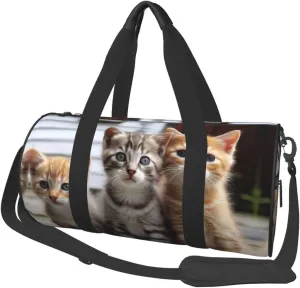 Travel Duffel Bag Foldable Weekender Overnight Bag Kittens Family Cats Sports Tote Gym Bag Large Capacity Lightweight Carry On Luggage Bag for Men Women