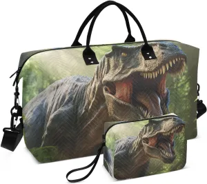 Travel Duffel Bag Forest Angry Donosaur Gym Bag Sports Tote Bag with Multiple Interior Pockets Shoulder Weekender Bag for Women Men with Toiletry Bag 20.5”x 7.9”x 13.8