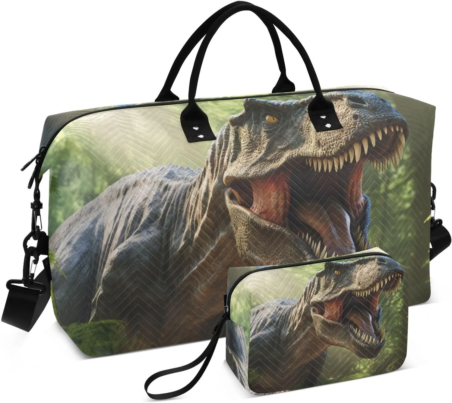 Travel Duffel Bag Forest Angry Donosaur Gym Bag Sports Tote Bag with Multiple Interior Pockets Shoulder Weekender Bag for Women Men with Toiletry Bag 20.5”x 7.9”x 13.8