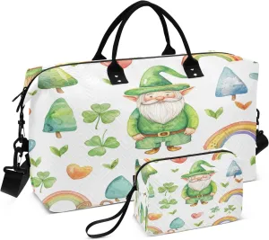 Travel Duffle Bag, Saint Patrick's Day Gnome2 Gym Bag with Storage Bag Weekender Overnight Bag for Men Women Trip Sports Yoga