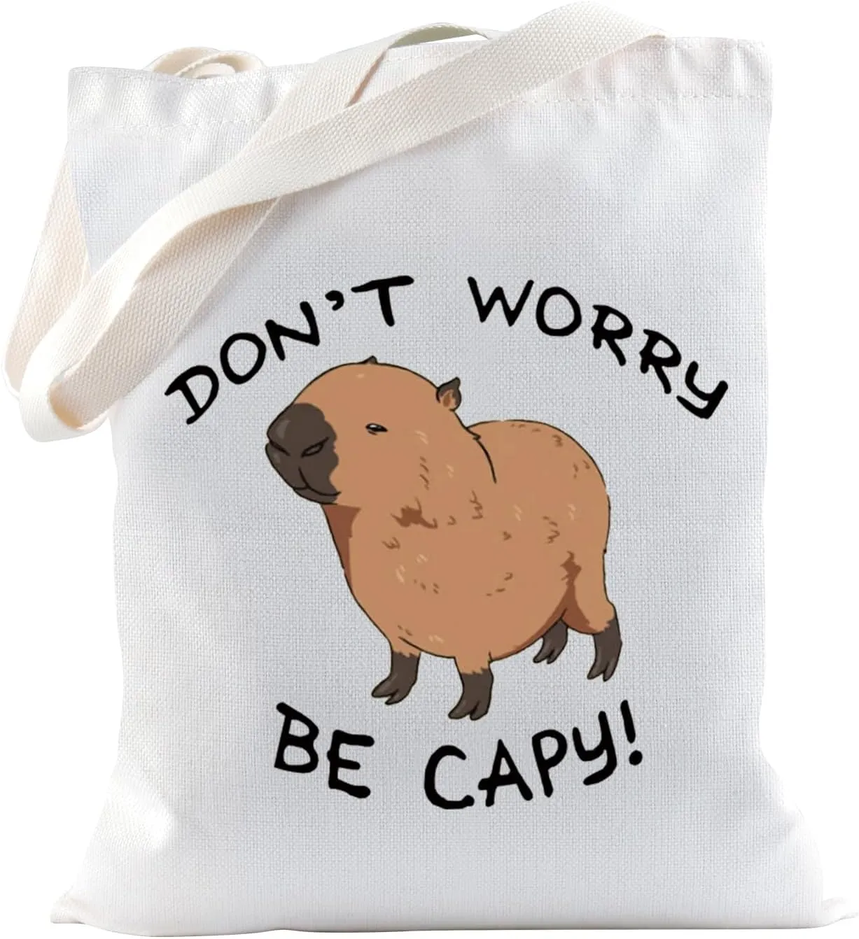 TSOTMO Capybaras Tote Bag Animals Theme Gift Funny Don’t Worry Be Capy Tote Bag Animal Parody Gift Capybaras Animal Lover Gift (Capy Tote)