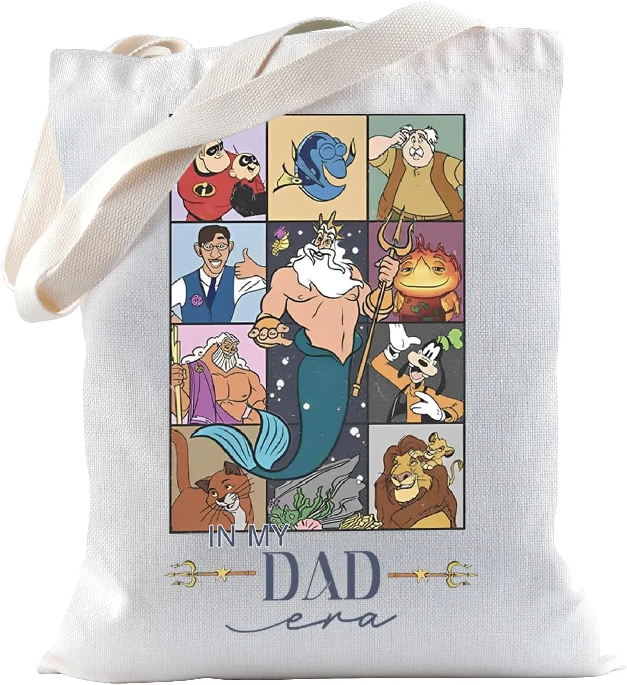 TSOTMO Dad Gift Cartoon Dad Character Tote Bag Daddy Life Gift Best Dad Ever Gift Animal Kingdom Gift