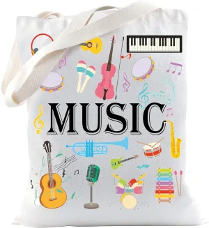 TSOTMO Music Tote Bag - Guitar Bass Players Musician Shoulder Bag For Band Musical Lovers
