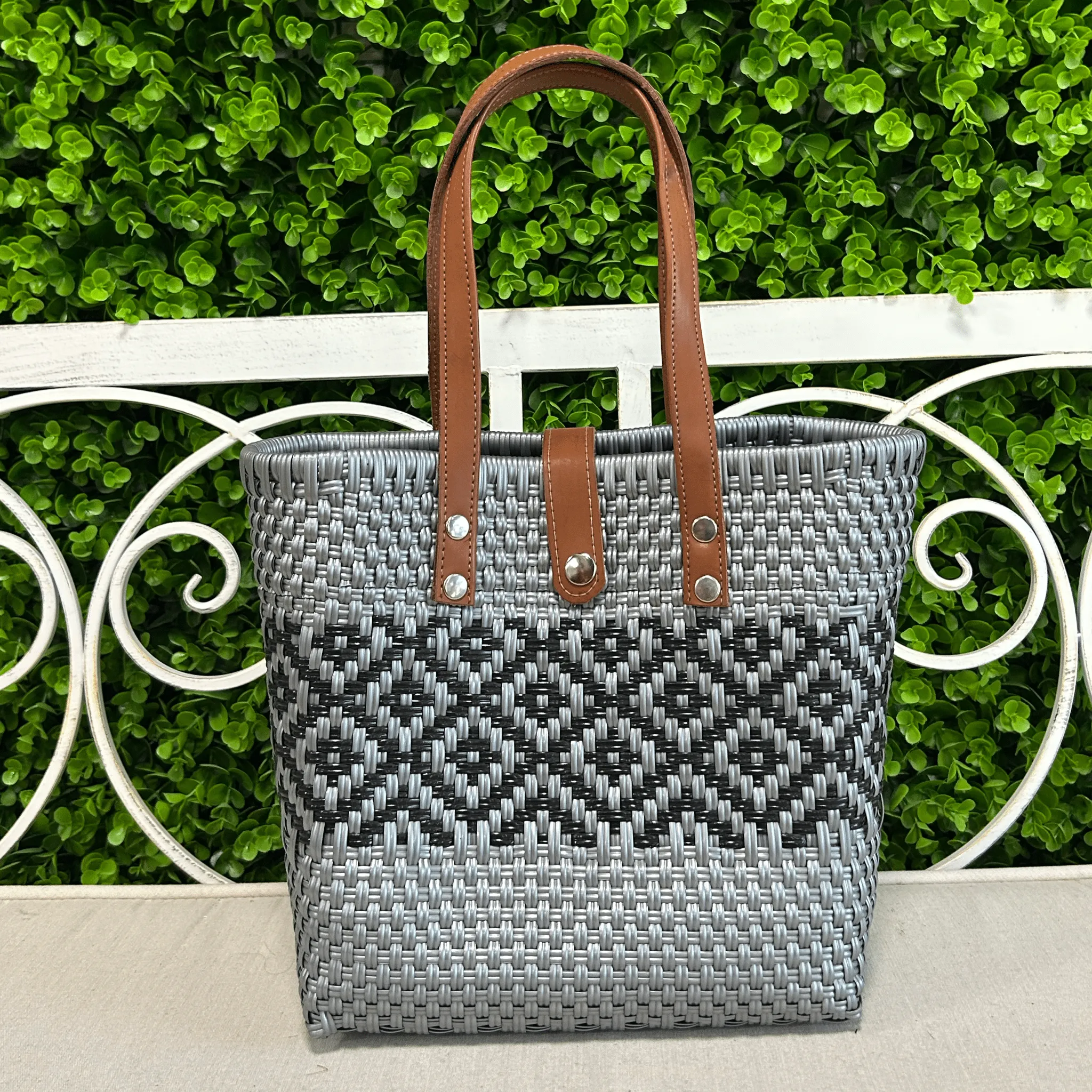 Upcycled Handwoven SM Tejana Handbag - Silver