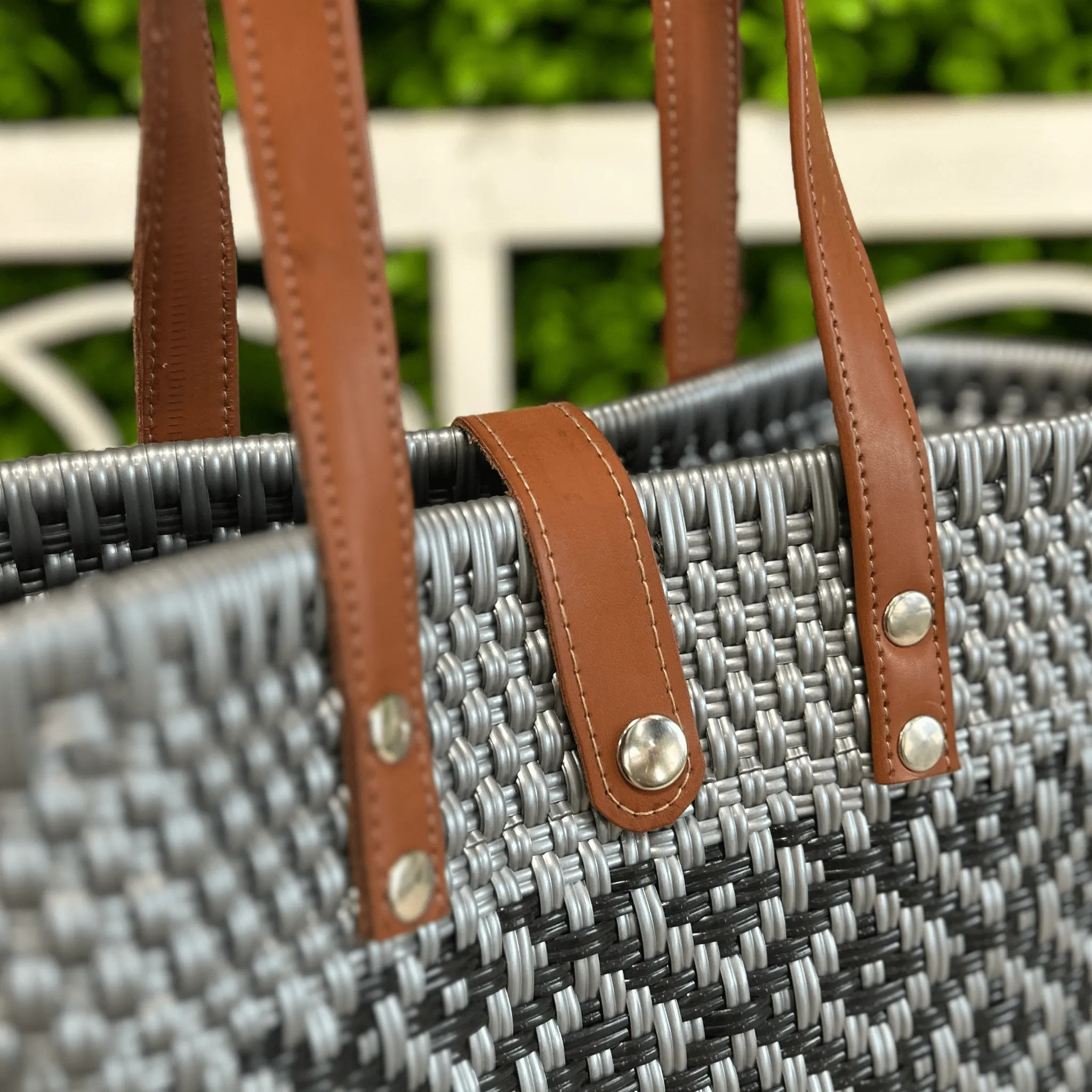 Upcycled Handwoven SM Tejana Handbag - Silver
