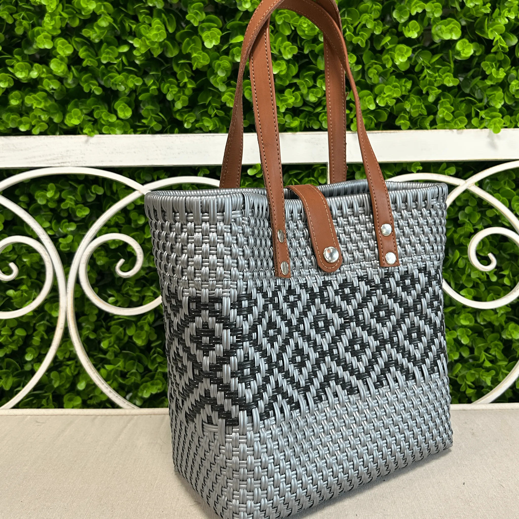 Upcycled Handwoven SM Tejana Handbag - Silver