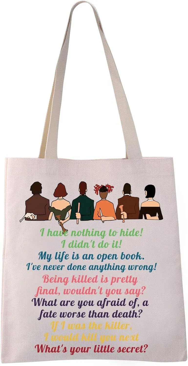 VAMSII Clue the Movie Tote bag Murder Mystery Shoulder Bag Mrs. White Quote Grocery Shopping Bag