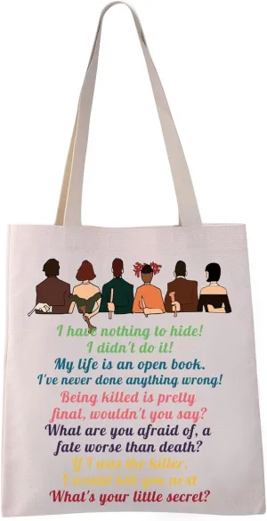 VAMSII Clue the Movie Tote bag Murder Mystery Shoulder Bag Mrs. White Quote Grocery Shopping Bag
