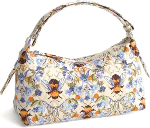 Vera Bradley Premium Cotton Roxbury Crescent Shoulder Bag, Bee Garden