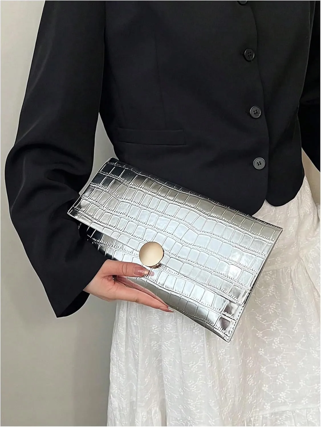 Verdusa Women's Clutch Evening Bags Metallic Purses Envelope Handbags