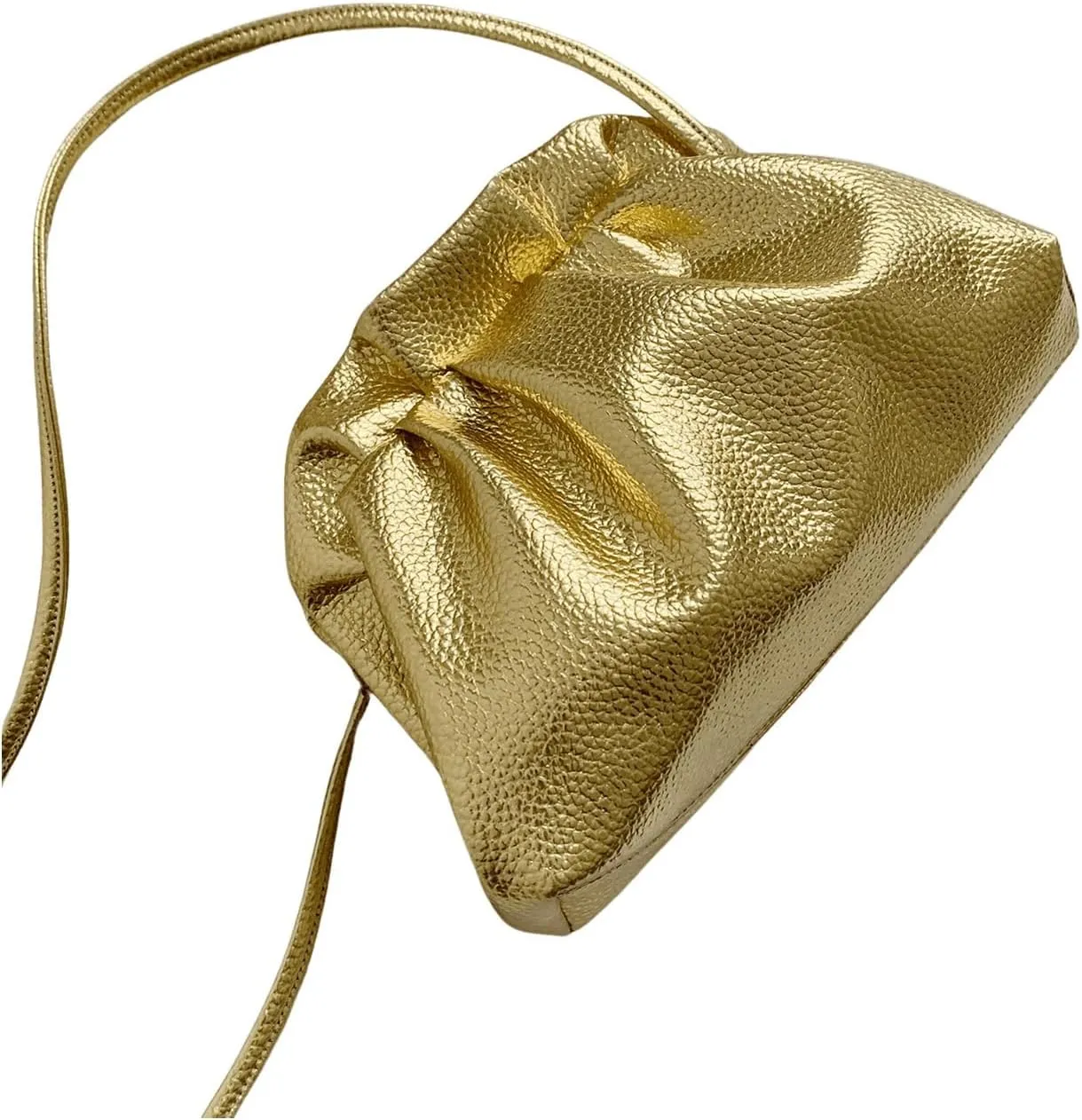Verdusa Women's Metallic Kiss Lock Small Crossbody Bag Ruched Shoulder Purses
