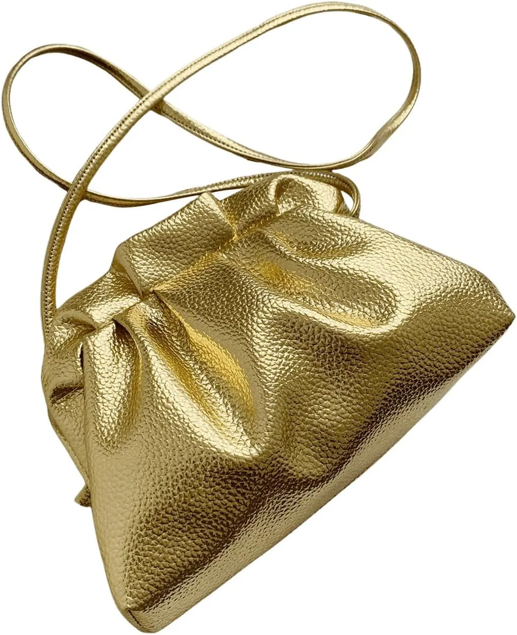 Verdusa Women's Metallic Kiss Lock Small Crossbody Bag Ruched Shoulder Purses