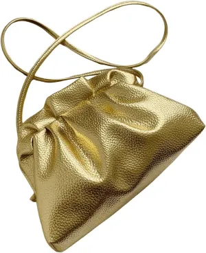 Verdusa Women's Metallic Kiss Lock Small Crossbody Bag Ruched Shoulder Purses