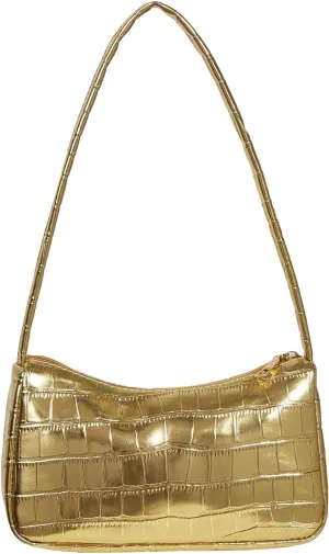 Verdusa Women's Metallic Shoulder Bag PU Leather Handbag Top Handle Purse