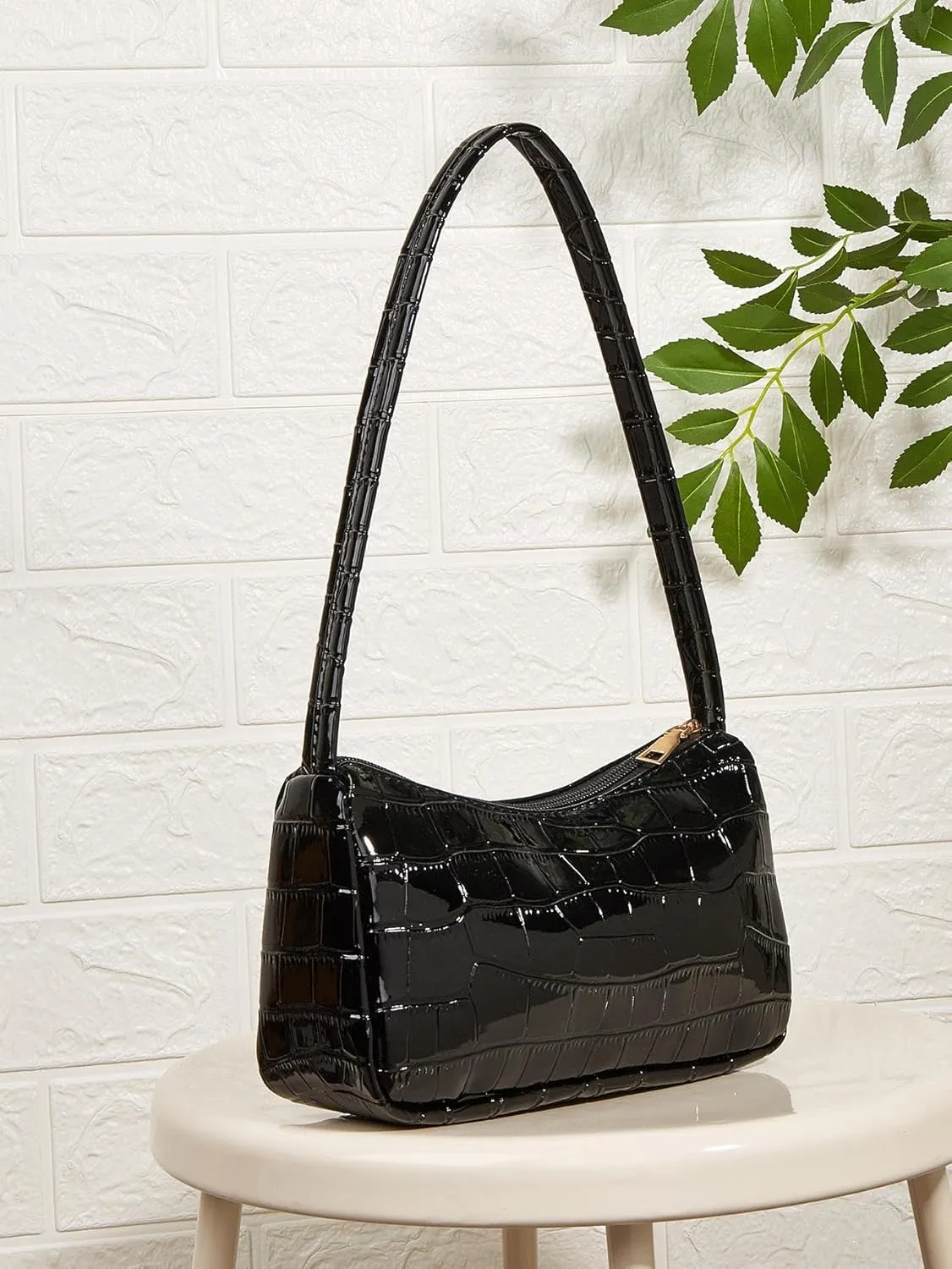 Verdusa Women's Metallic Shoulder Bag PU Leather Handbag Top Handle Purse