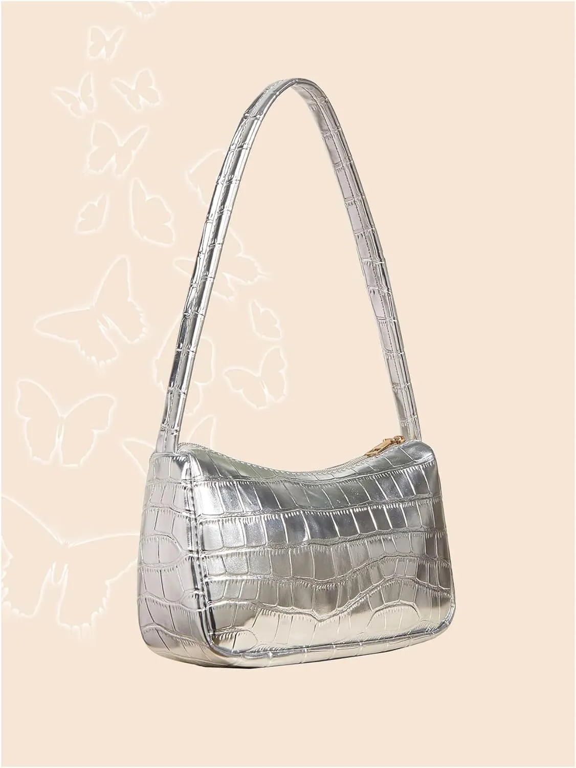 Verdusa Women's Metallic Shoulder Bag PU Leather Handbag Top Handle Purse